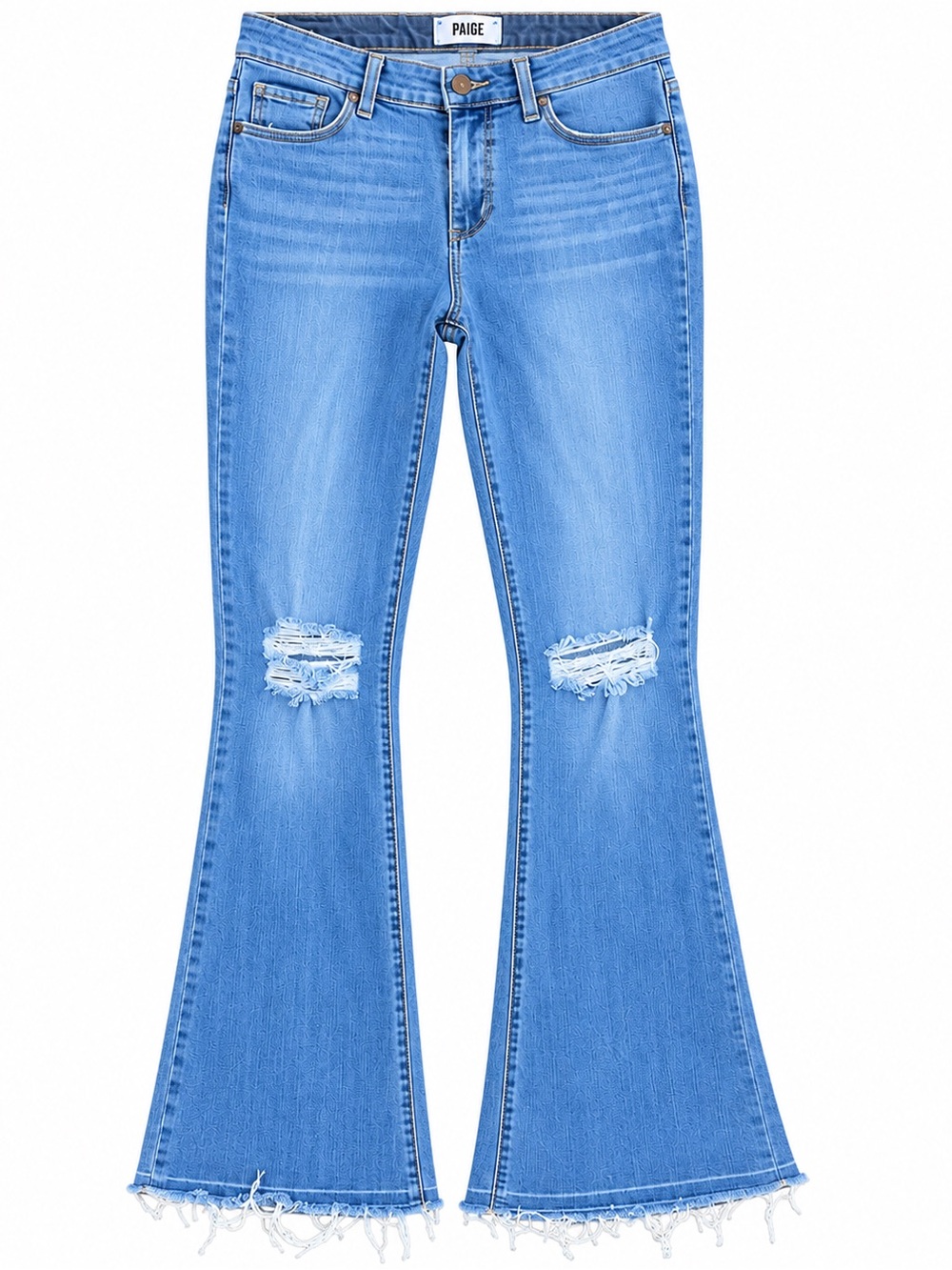 PAIGE Distressed Flare Bootcut Jeans Raw Hem Light Wash Size 29